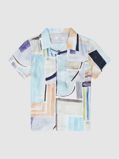 Lexi Junior Cuban Collar Painted Print Shirt
