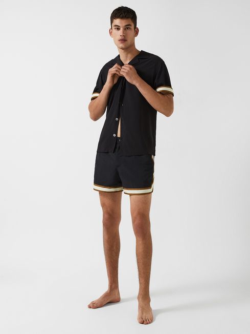 Baller - Che Contrast Stripe Elasticated Waist Swim Shorts
