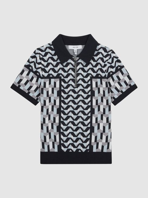 Egon Half Zip Geometric Polo T-Shirt