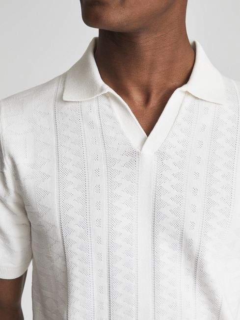 Flow Open Collar Stitch Interest Polo