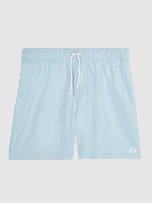 Wave Plain Drawstring Swim Shorts