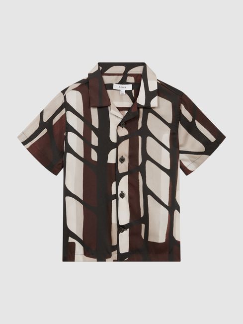 Rico Abstract Print Cuban Collar Shirt