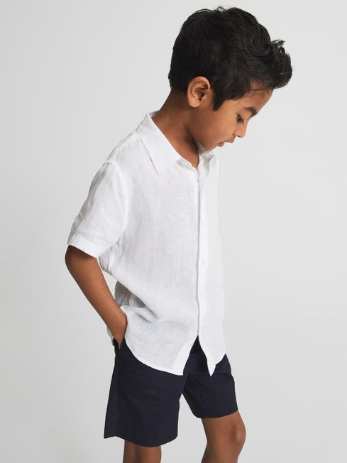 Holiday Junior Short Sleeve Linen Shirt