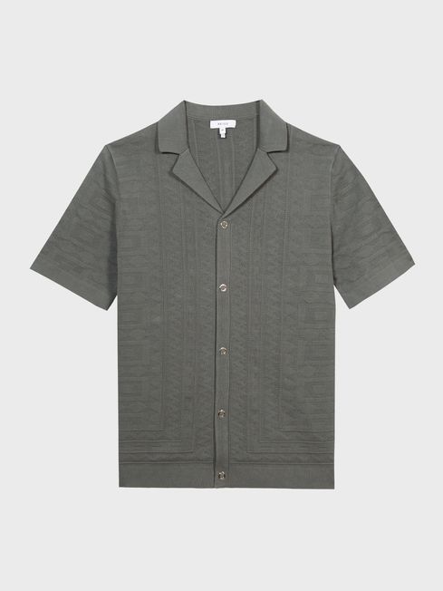 Jacob Cuban Collar Stitch Interest Polo Shirts