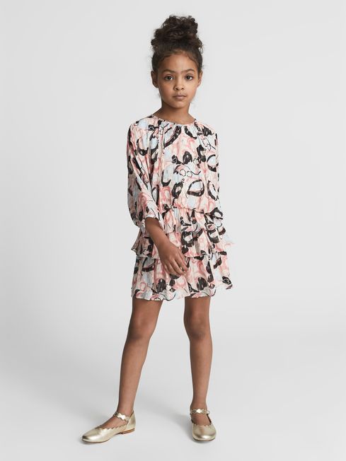 Kayla Printed Ruffle Dress