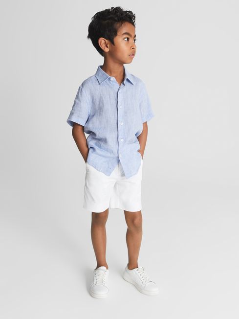 Holiday Junior Short Sleeve Linen Shirt
