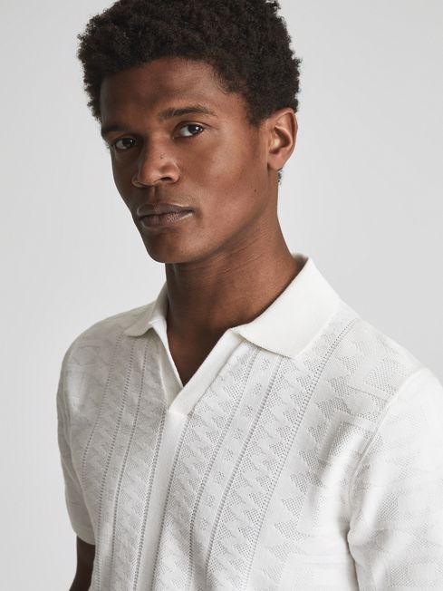 Flow Open Collar Stitch Interest Polo