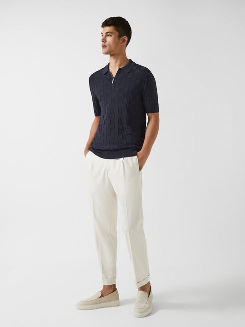 Bali - Che Basket Weave Half Zip Polo T-Shirt