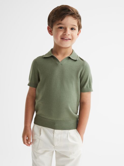 Duchie Merino Wool Open Collar Polo Shirt