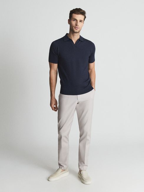 Duchie Merino Wool Open Collar Polo Shirt