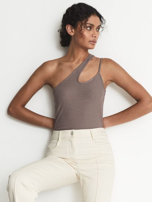 Amber One Shoulder Cut-Out Jersey Top