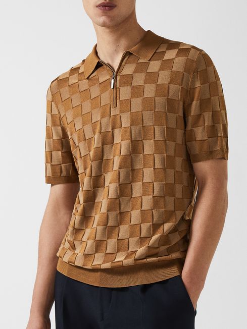 Bali - Che Basket Weave Half Zip Polo T-Shirt
