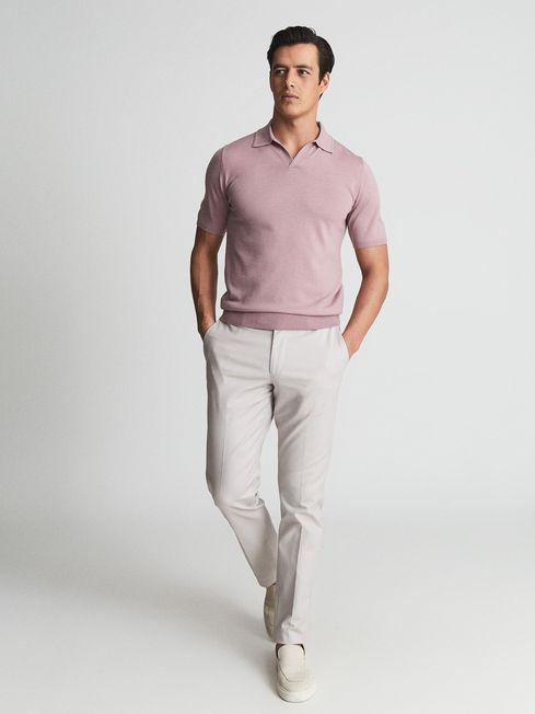 Duchie Merino Wool Open Collar Polo Shirt