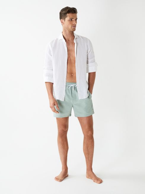 Wave Plain Drawstring Swim Shorts