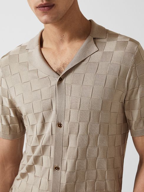 Santo - Che Basket Weave Cuban Collar Shirt