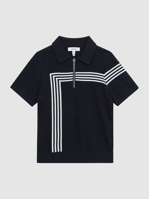 Sergant Half Zip Stripe Detail Polo T-Shirt