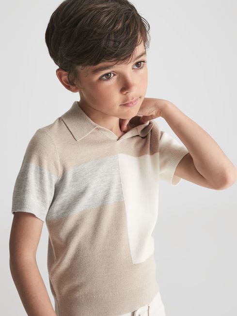 Tondo Open Collar Colourblock Polo T-Shirt
