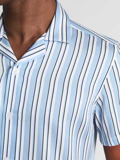 Lebon Striped Cuban Collar Shirt