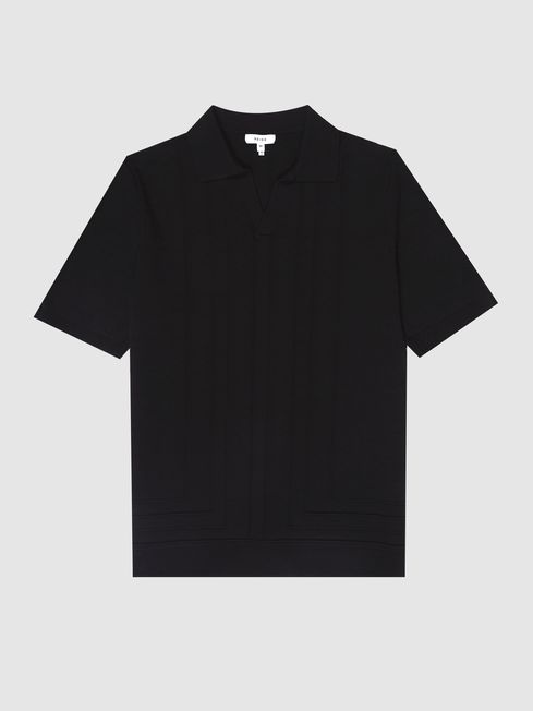 Flow Open Collar Stitch Interest Polo