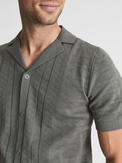 Jacob Cuban Collar Stitch Interest Polo Shirts