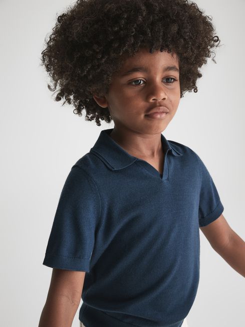 Duchie Merino Wool Open Collar Polo Shirt