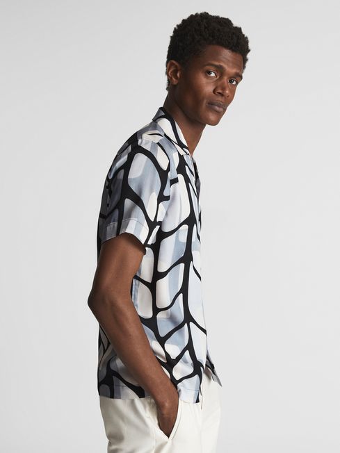 Rico Abstract Print Cuban Collar Shirt