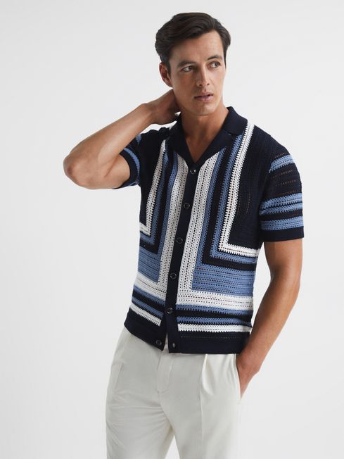 Ronan Cuban Collar Textured Detail Shirt