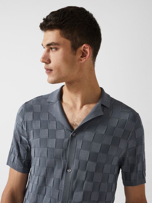 Santo - Che Basket Weave Cuban Collar Shirt