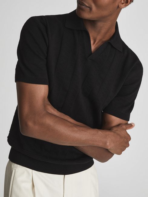 Flow Open Collar Stitch Interest Polo