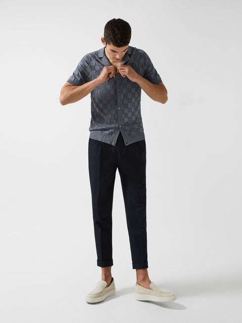 Santo - Che Basket Weave Cuban Collar Shirt