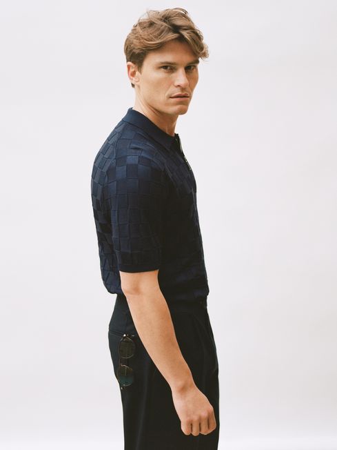 Bali - Che Basket Weave Half Zip Polo T-Shirt