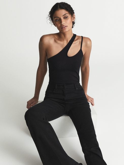 Amber One Shoulder Cut-Out Jersey Top