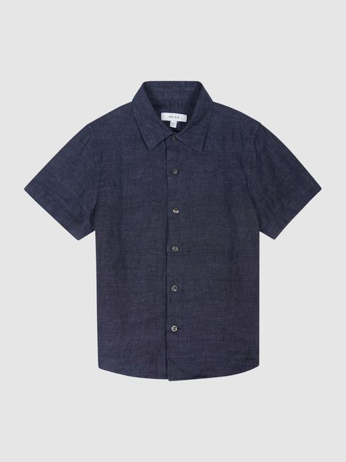 Holiday Junior Short Sleeve Linen Shirt