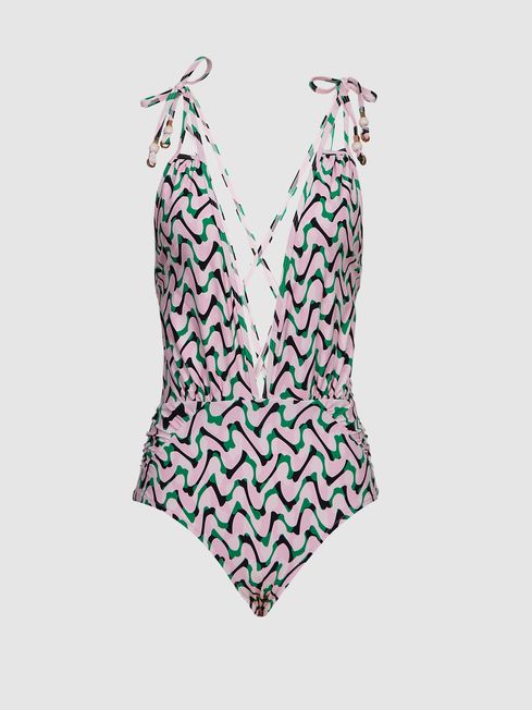 Amelia Plunge Printed Swimsuit