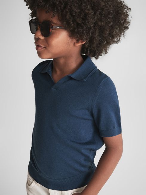 Duchie Merino Wool Open Collar Polo Shirt