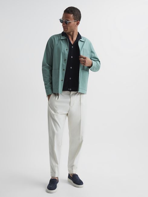 Jacob Cuban Collar Stitch Interest Polo Shirts