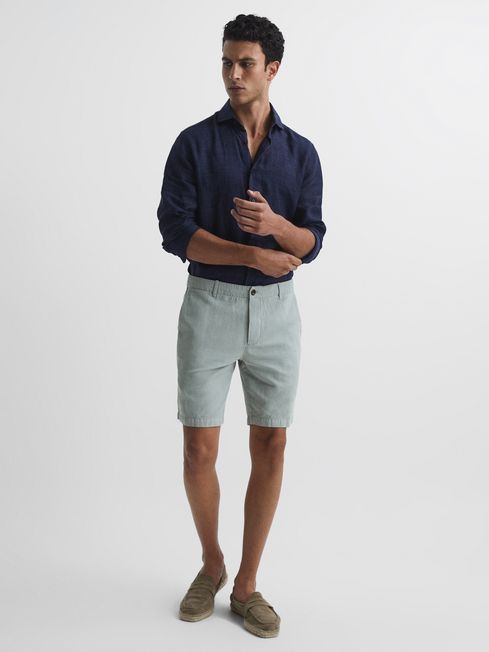 Ezra Cotton-Linen Blend Shorts