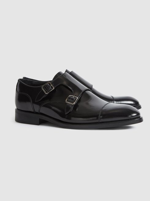 Rivington High Shine Leather Monk Strap Shoes