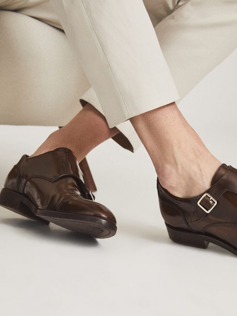 Rivington High Shine Leather Monk Strap Shoes
