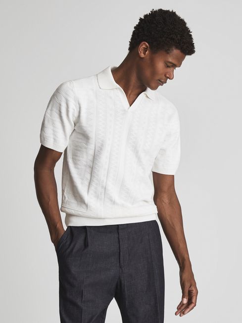 Flow Open Collar Stitch Interest Polo