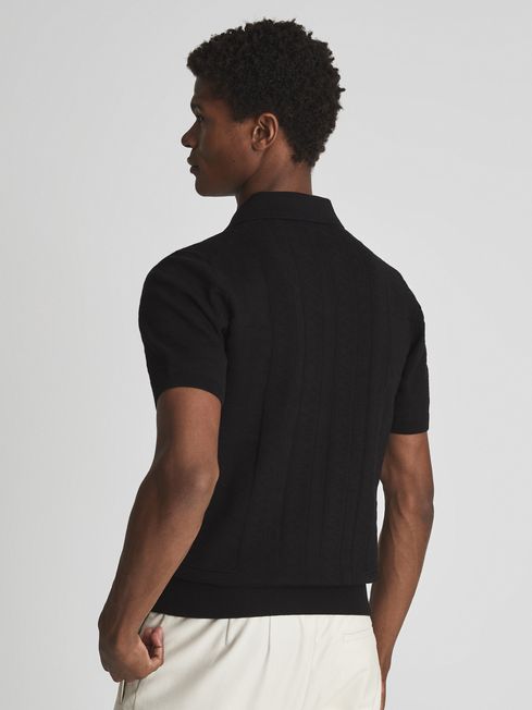 Flow Open Collar Stitch Interest Polo