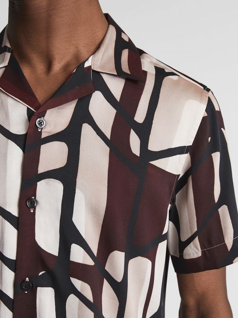 Rico Abstract Print Cuban Collar Shirt