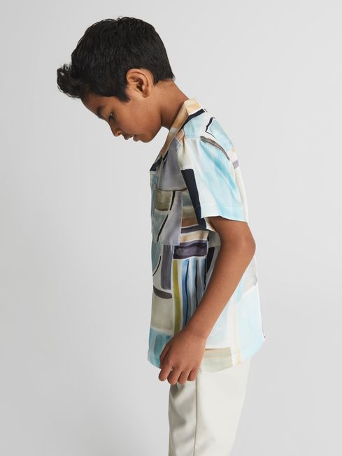 Lexi Junior Cuban Collar Painted Print Shirt