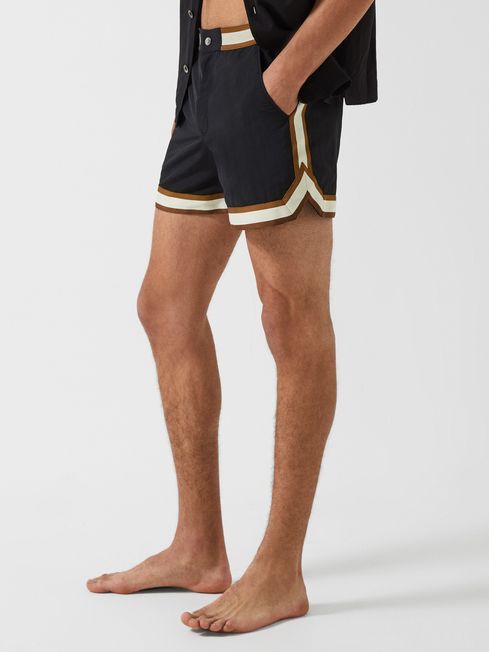 Baller - Che Contrast Stripe Elasticated Waist Swim Shorts