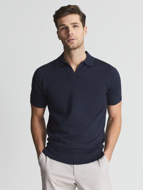 Duchie Merino Wool Open Collar Polo Shirt