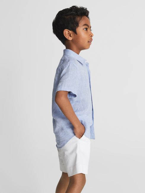 Holiday Junior Short Sleeve Linen Shirt