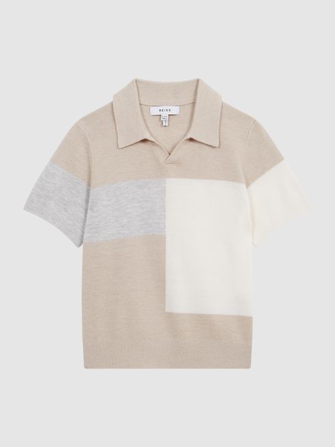 Tondo Open Collar Colourblock Polo T-Shirt