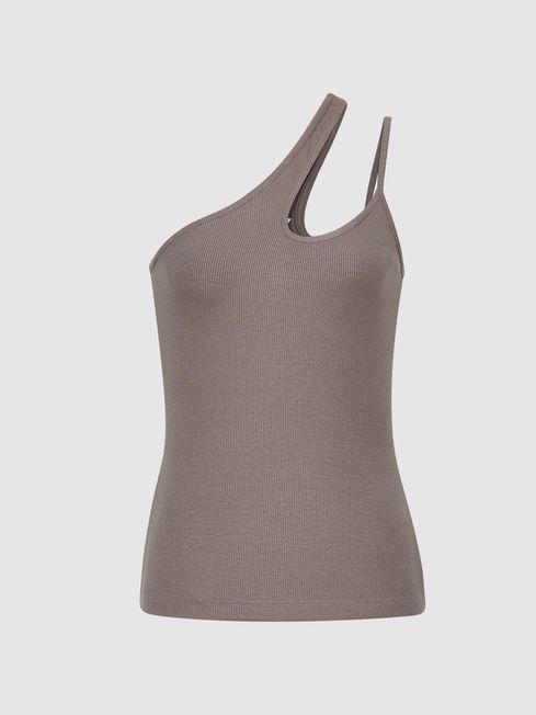 Amber One Shoulder Cut-Out Jersey Top