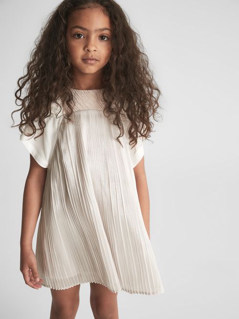 Ariella Metallic Pleated Dress