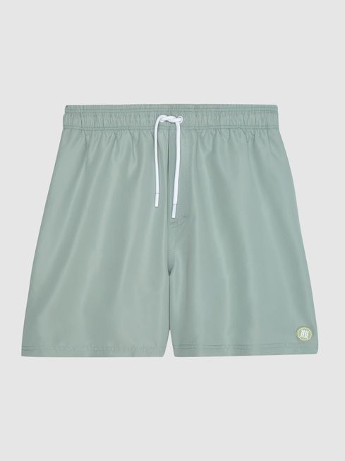 Wave Plain Drawstring Swim Shorts